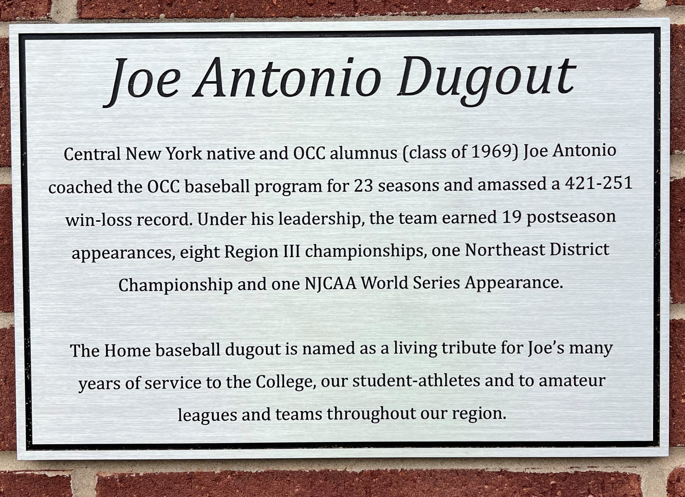 Joe Antonio Dugout sign