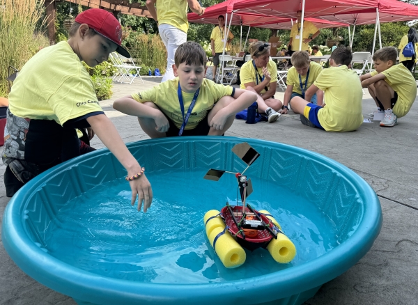 Students built battery-powered boats during Micron-sponsored Chip Camp.