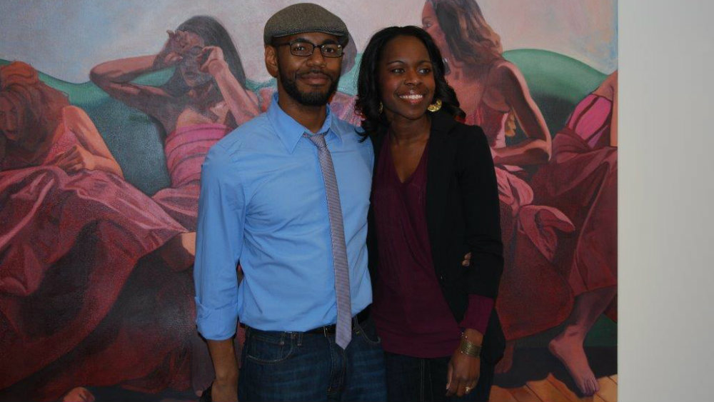 Williams and his wife TyaNisha at a 2010 exhibit of his work on the OCC campus.