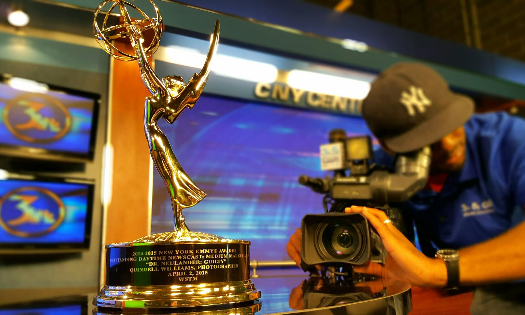 Quindell Williams with his Emmy Award.