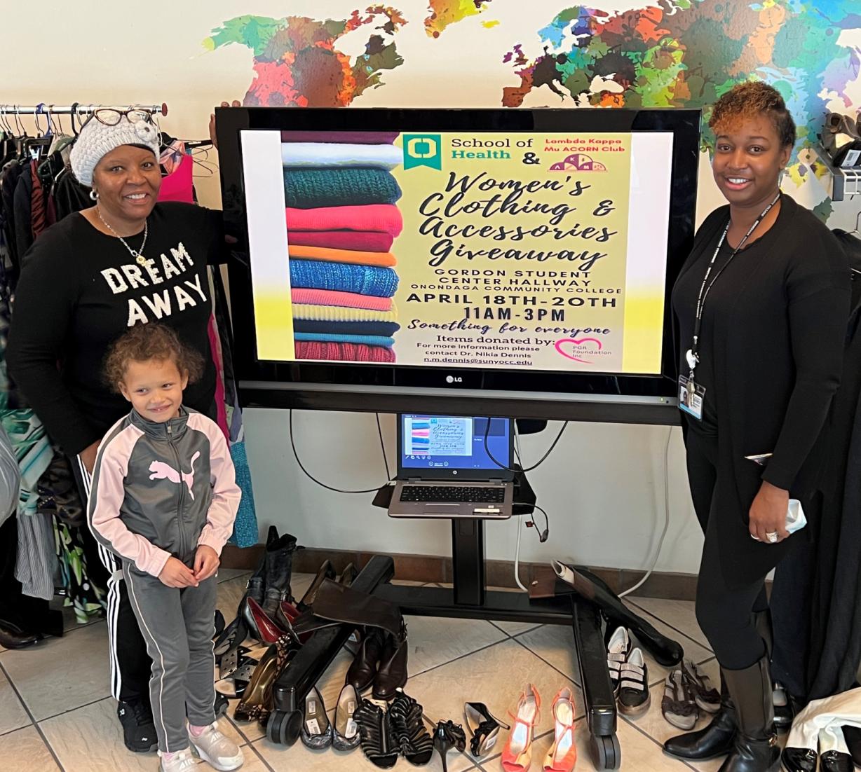 OCC Retiree Debra McClendon-Boddie (left) and OCC Professor Dr. Nikia Dennis (right) brought the Women's Clothing & Accessories Giveaway to campus. They are pictured in the Gordon Student Center. OCC Retiree Debra McClendon-Boddie (left) and OCC Professor Dr. Nikia Dennis (right) brought the Women's Clothing & Accessories Giveaway to campus. They are pictured in the Gordon Student Center.