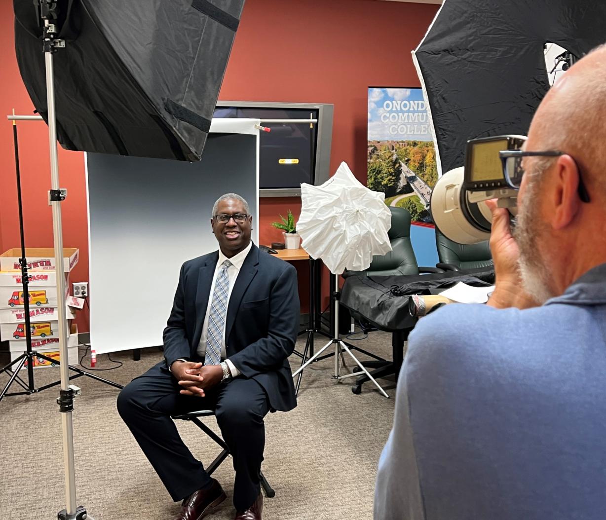 Dr. Warren Hilton poses for his official headshot photo. Taking his picture is photographer Chuck Wainwright. Dr. Warren Hilton poses for his official headshot photo. Taking his picture is photographer Chuck Wainwright.