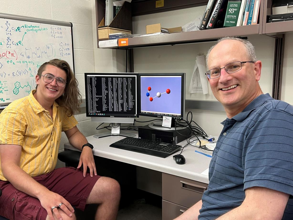 OCC student Elliott O'Connell's summer research at SUNY-ESF will be published in a peer-reviewed journal. He's pictured with SUNY-ESF Chemistry Professor Theodore Dibble in a laboratory on the ESF campus. OCC student Elliott O'Connell's summer research at SUNY-ESF will be published in a peer-reviewed journal. He's pictured with SUNY-ESF Chemistry Professor Theodore Dibble in a laboratory on the ESF campus.